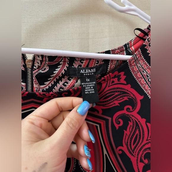 Alfani Woman 1X Red & Black Baroque Print Tunic Dress/Top - Picture 3 of 5